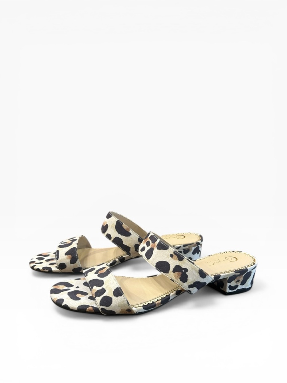 C Comfort Leopard Print Double Strap Slip-On Sandal Women’s Size 9